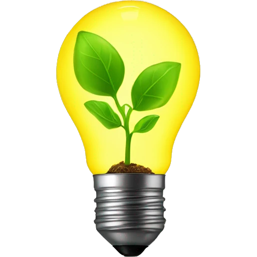 a plant sprout inside a yellow glowing idea lightbulb emoji