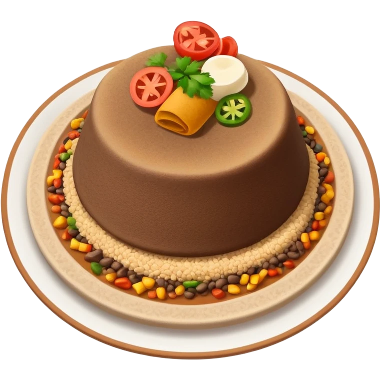 traditional Ethiopian food dish injera with colorful stews on a round platter emoji