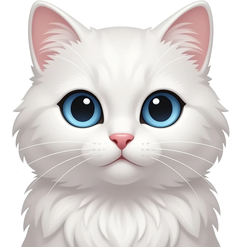 sexy kitty head with blue eyes and long white fur emoji