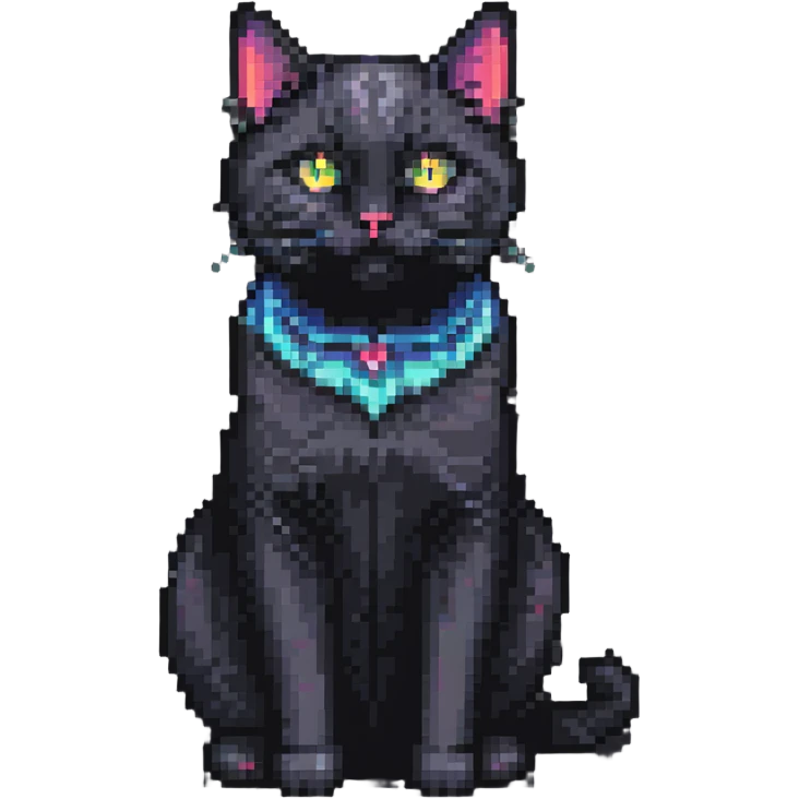 black cat sitting, simple and cute emoji