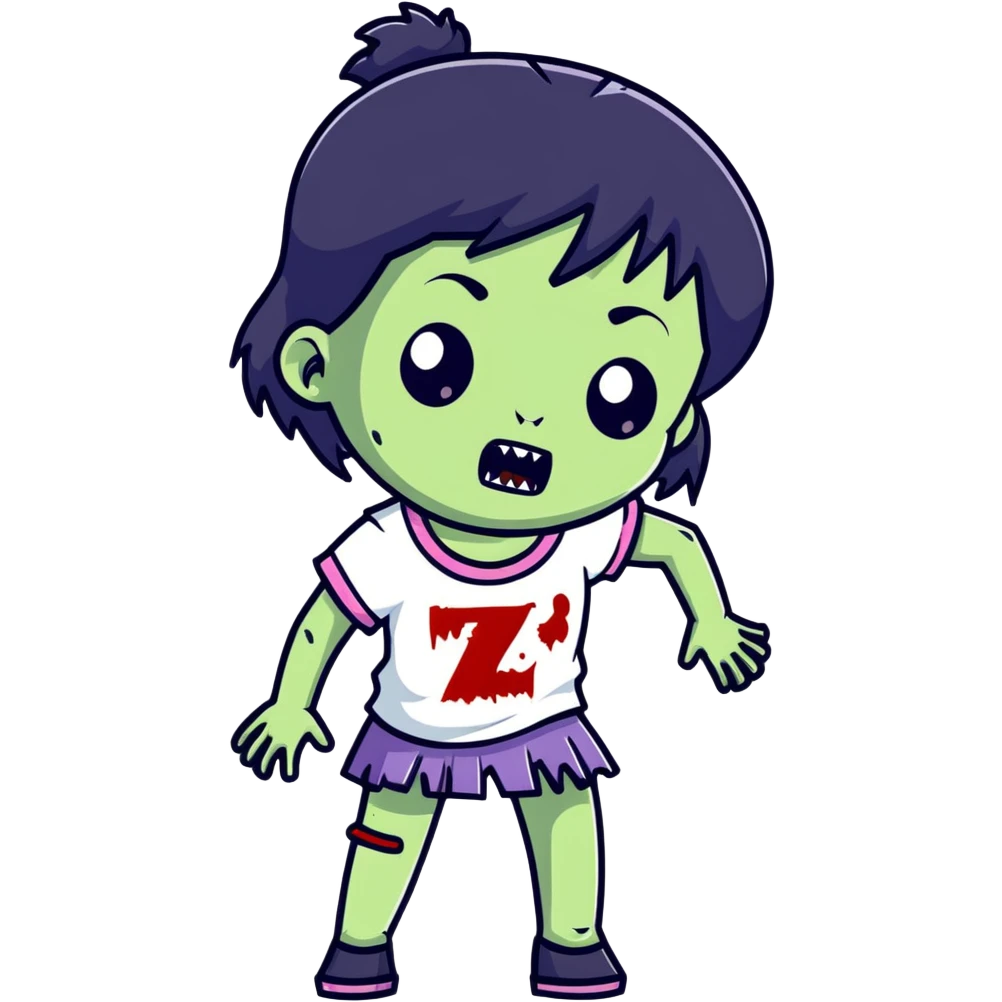 girl zombie with black hair emoji