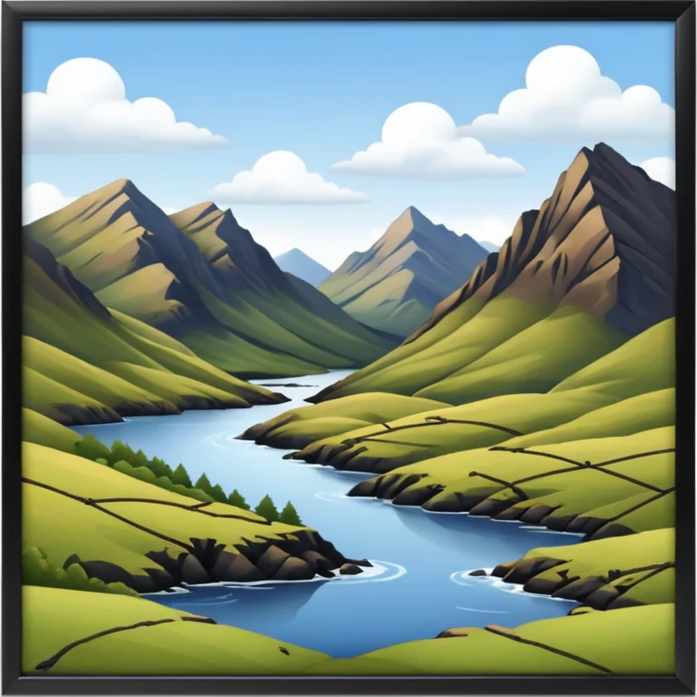 Scottish highlands with wooden frame emoji