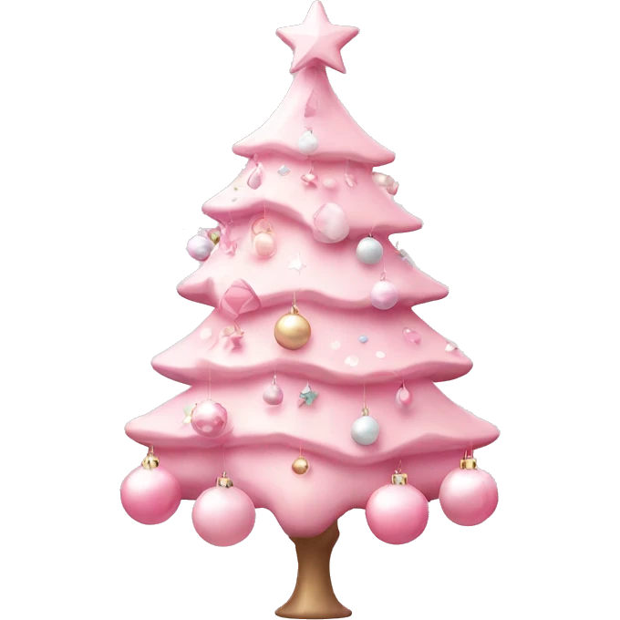 Pink pastel Christmas tree with pink and white ornaments  emoji