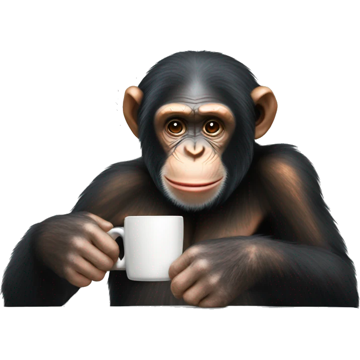 Chimpanzee drinking coffee emoji