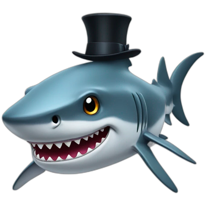 Shark with a top hat emoji