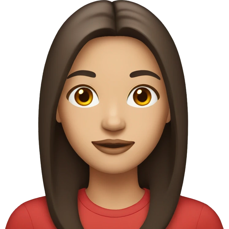 woman with light to medium skin, straight dark brown hair with middle part red shirt  emoji