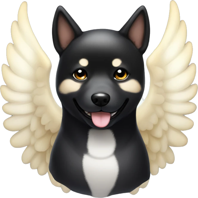 Black Shiba Inu angel | face | fantasy | halo | innocent | smiling face with halo emoji