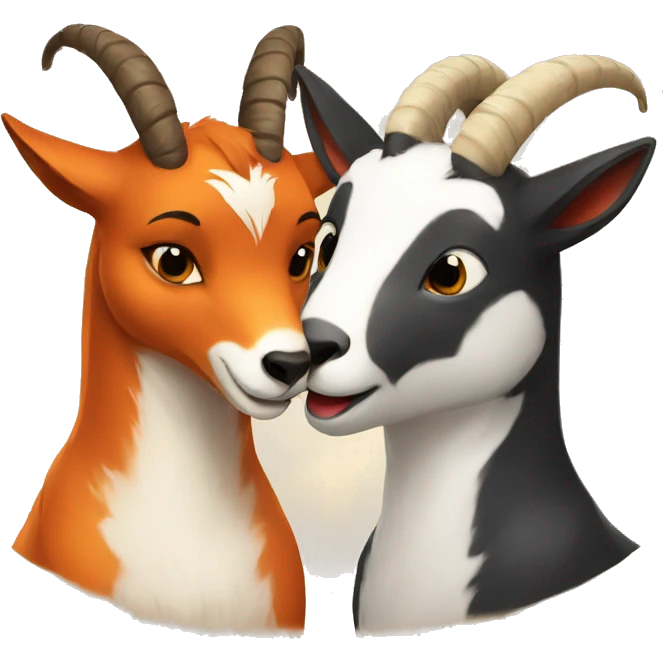 a fox and a goat kissing emoji