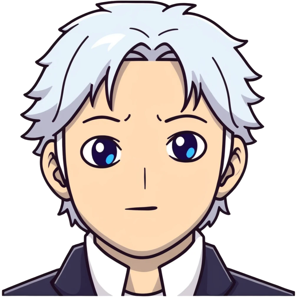 Satoru Gojo with white hair and blue eyes from Jujutsu Kaisen emoji