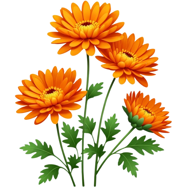 single Vibrant Orange Chrysanthemum, straight stem emoji