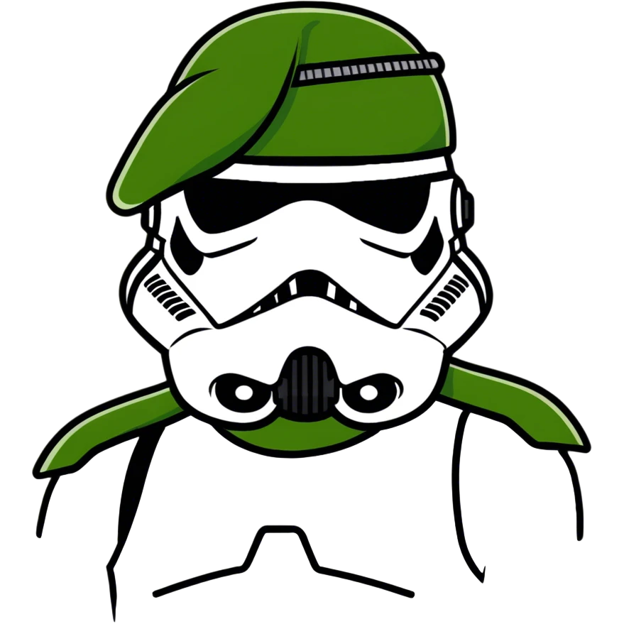 Stormtrooper wearing green barete emoji