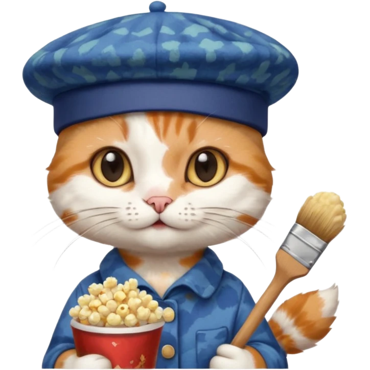 A cat that is an artist similar to the "meow_popcorn" emoji emoji