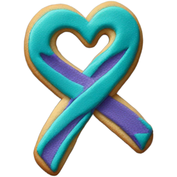 Purple teal Suicide awareness ribbon, heart cookie emoji