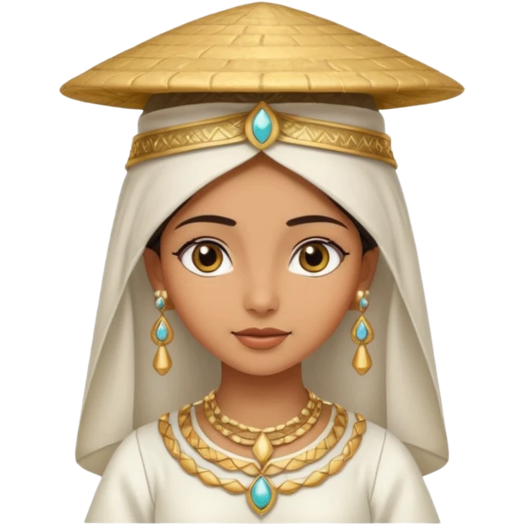 ancient arab girl with conical hat, white emoji