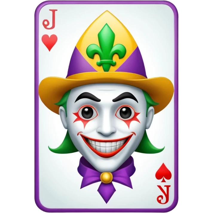1 poker card, perfectly squared card, with crazy colorful human jolly joker inside, star symbol with a "J" emoji