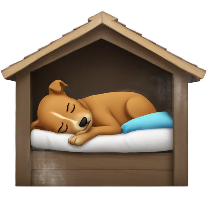 Human guy sleeping outside in a dog house emoji