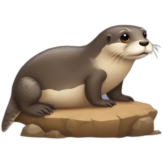 Loutre sur une tortue emoji