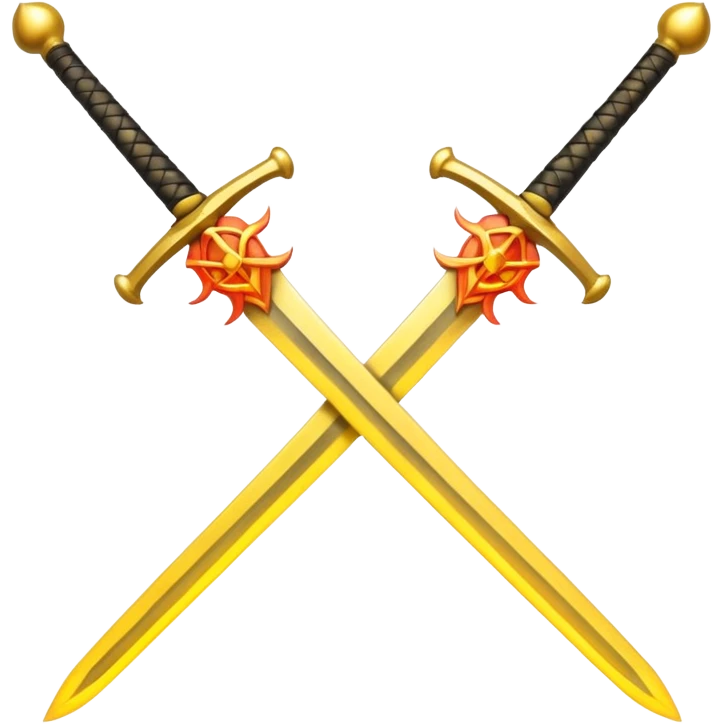 Fully yellow two swords crossed fiery emoji
