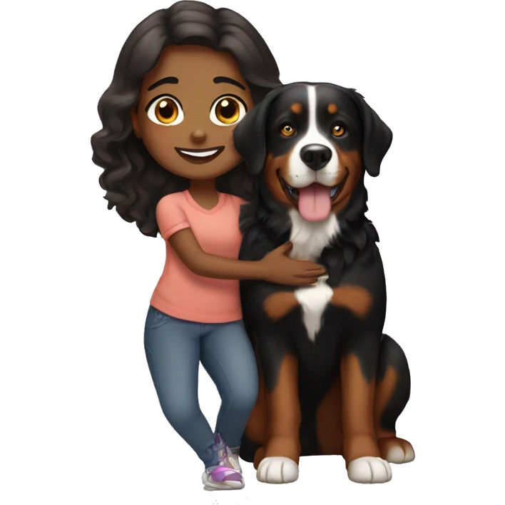 Brown Girl with Bernese mountain dog emoji