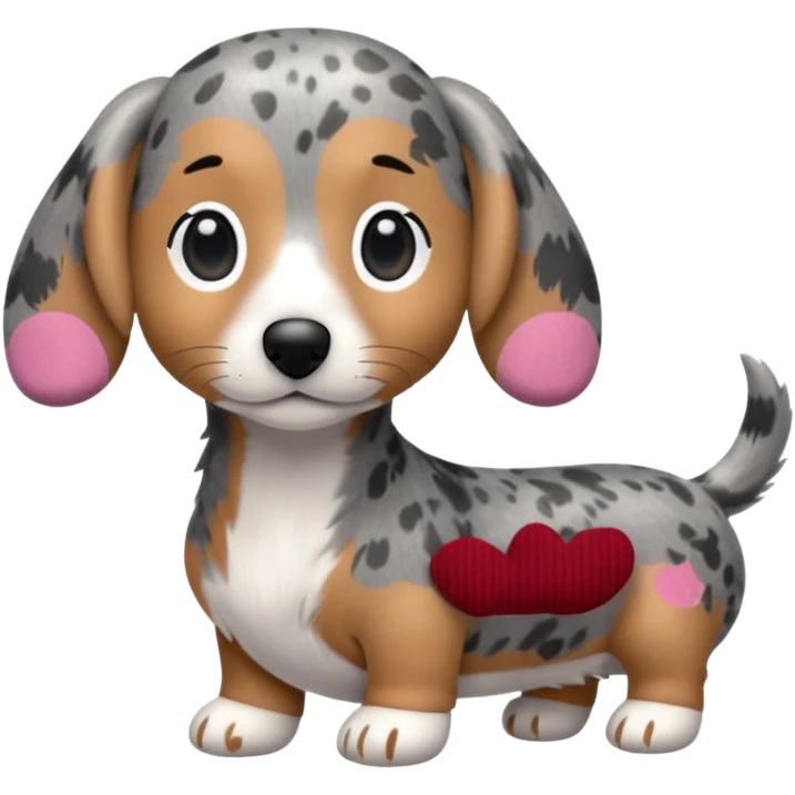 Chibi style Plush gray dappled dachshund  emoji