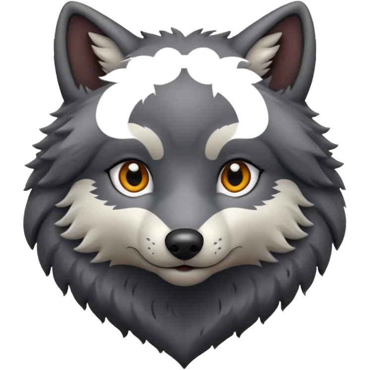 cute dark grey wolf inside heart emoji