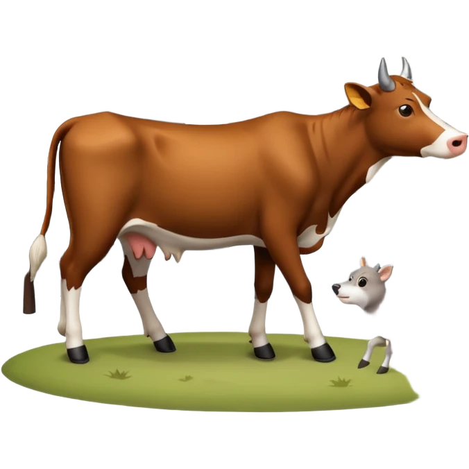 A cow being HUNTED by a wolf emoji