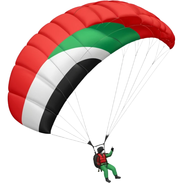 a palestinian flag with a paraglider, respect scrupulously the correct shapes and colours of the flag, try again emoji