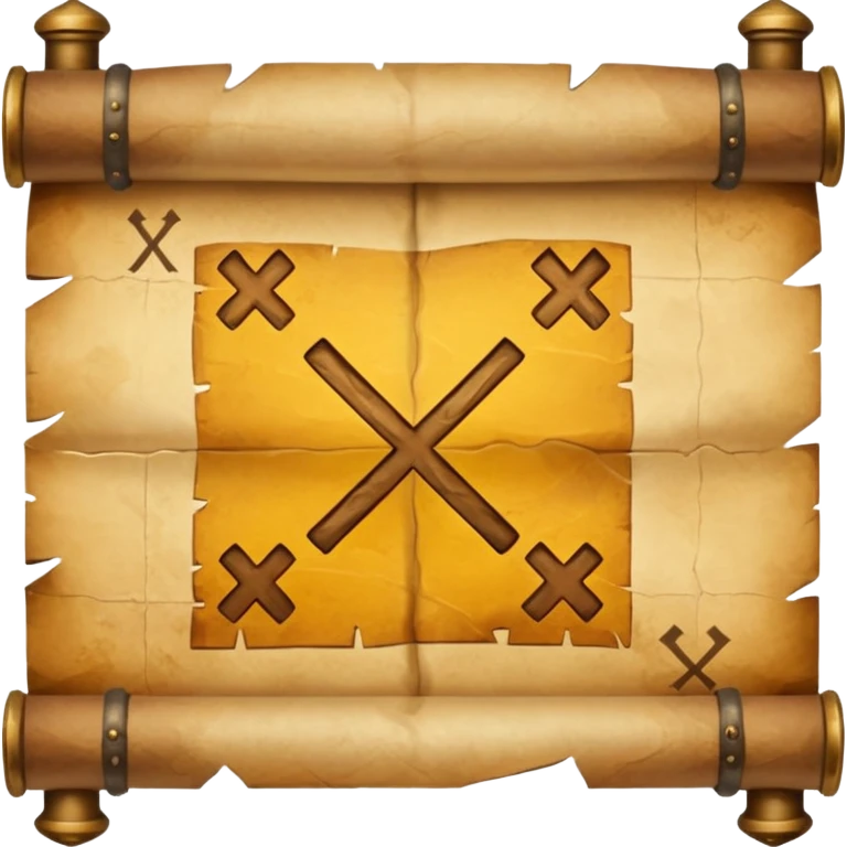 aged parchment map with X marked treasure map. emoji