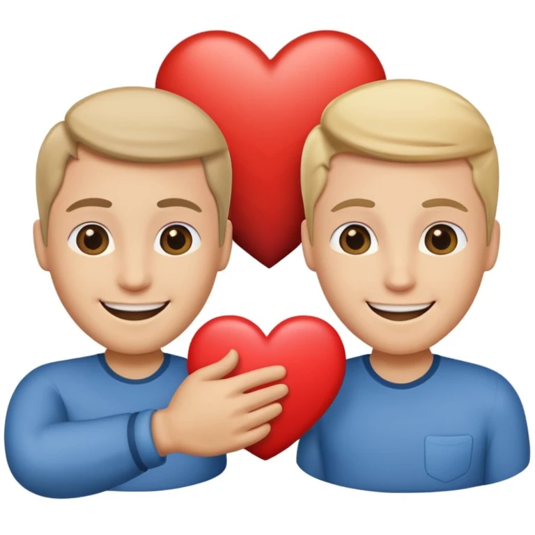 two smiling faces with a heart and handshake between them emoji