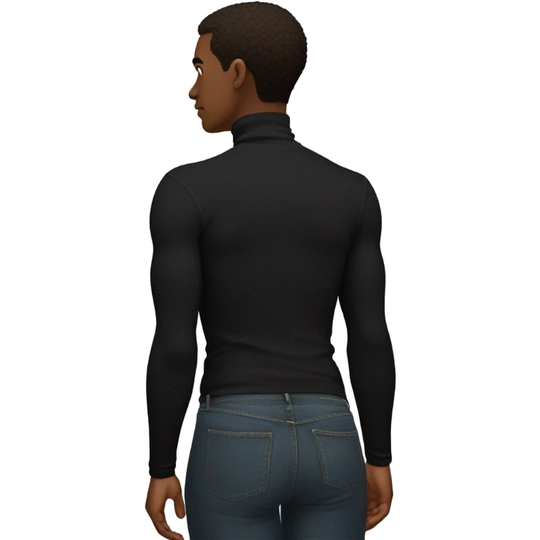 muscle fit black turtleneck shirt front and back emoji