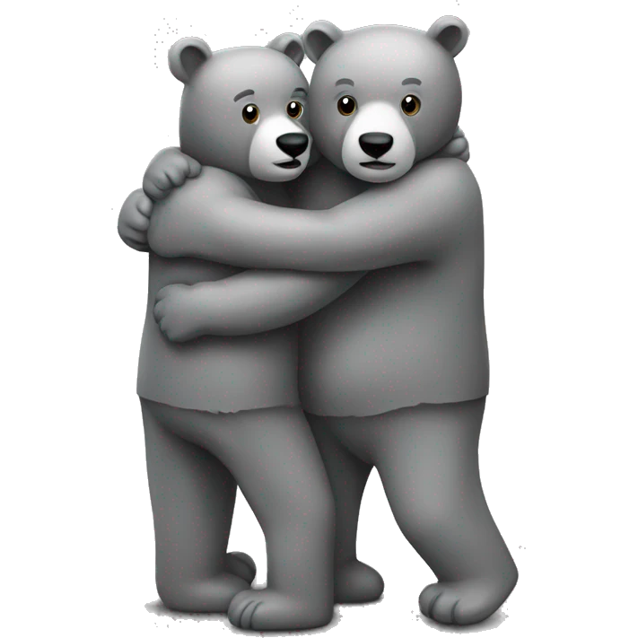 realistic-grey-bears-couple-hugging-with-love emoji