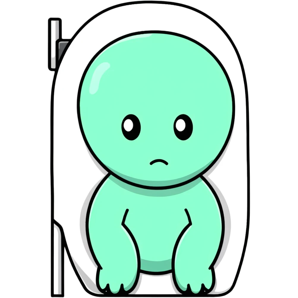 sad cartoon character with uncomfortable expression in bathroom emoji