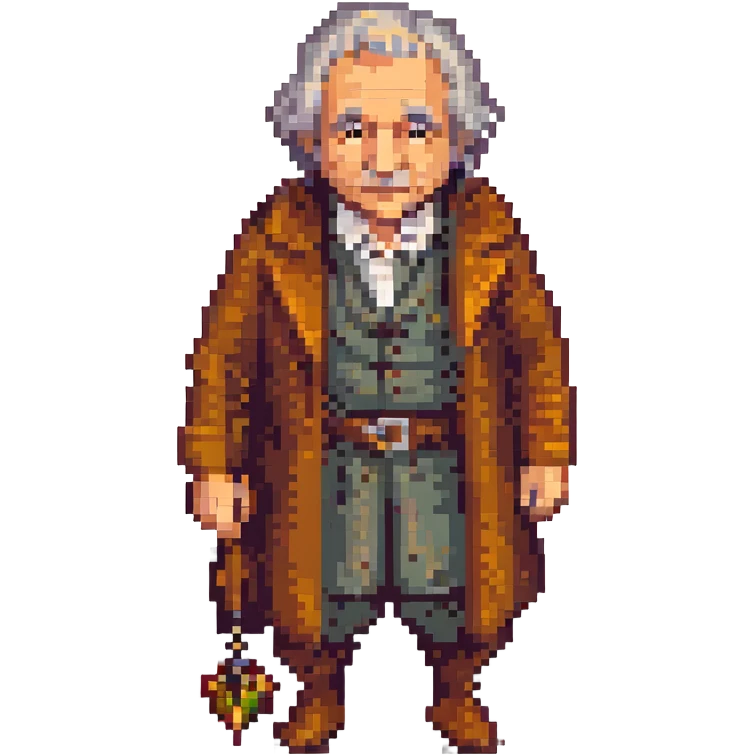 Whole body image of bilbo baggins from the lord of the rings the fellowship of the ring movie in pixel art style. Bilbo is old. Make Bilbo look like the actor that portrayed him in the movie, Ian Holm. emoji