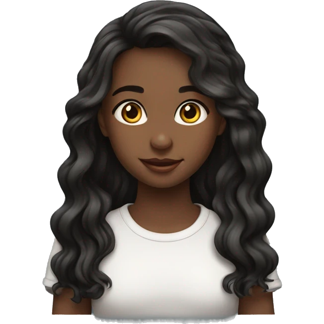 girl European wavy long hair black emoji
