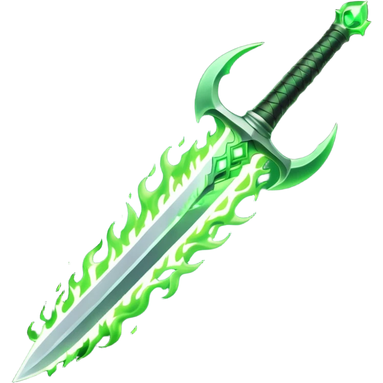 sword burning green flame emoji