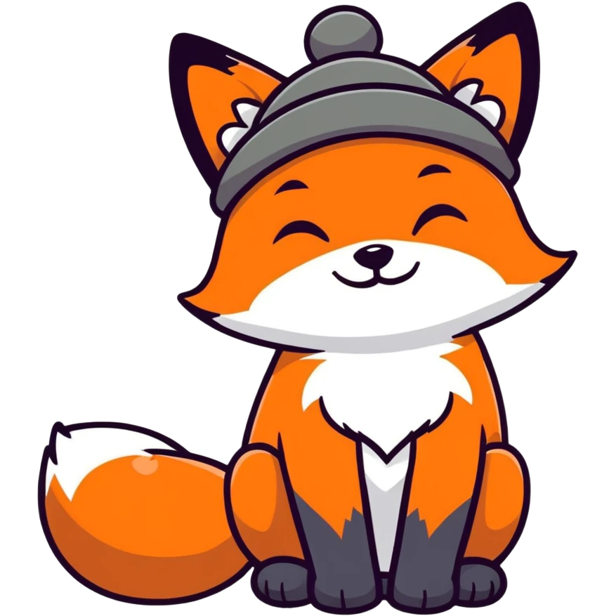 Fox with a hat with a heart emoji