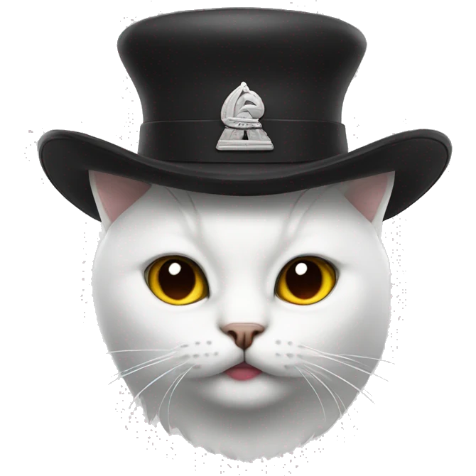 White cat with Soviet hat and a black mustache emoji