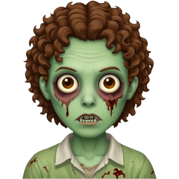 Zombie with lil bit curly medium brown hair emoji