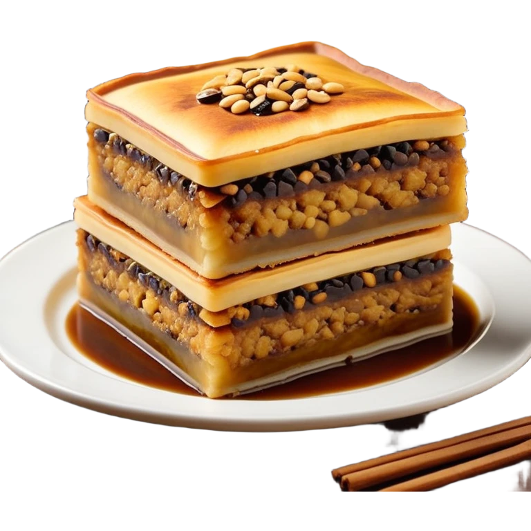 martabak manis-cinematic-realistic-martabak manis-dish-emoji,-depicted-as-a-single,-square-slice-of-sweet,-thick-martabak manis-with-a-rich,-indulgent-filling,-rendered-with-detailed-textures-and-vibrant,-appetizing-lighting emoji
