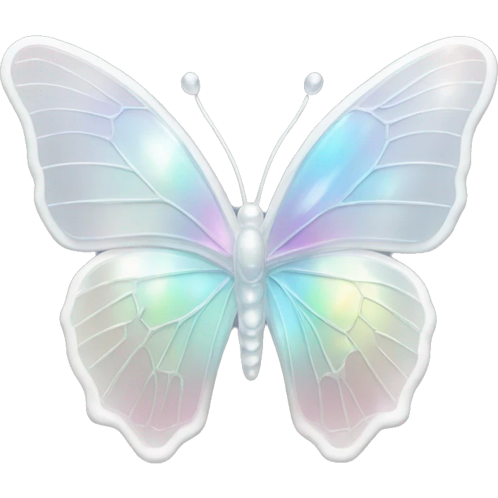 Pastel white iridescent glass crystal butterfly emoji