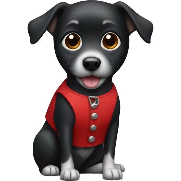 small black dog wearing red vest  emoji