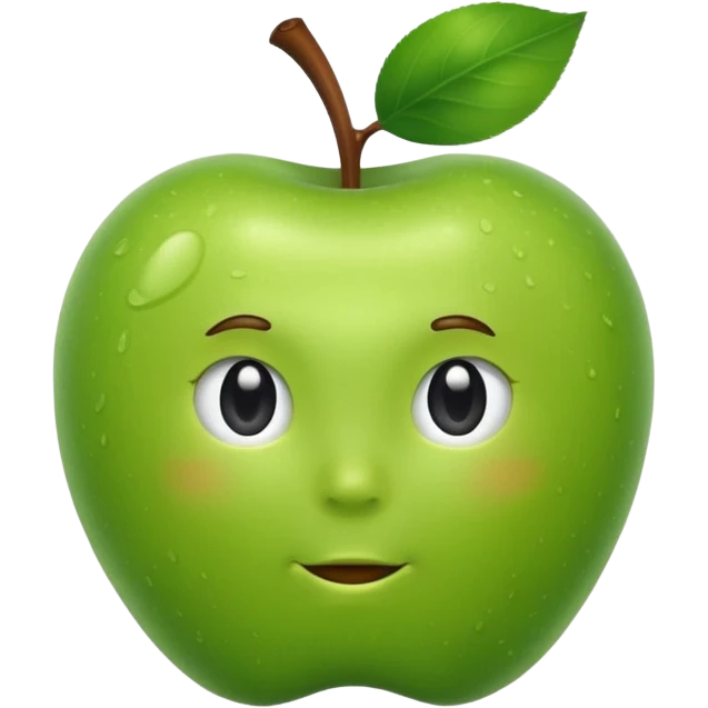 Green Apple with hair  emoji