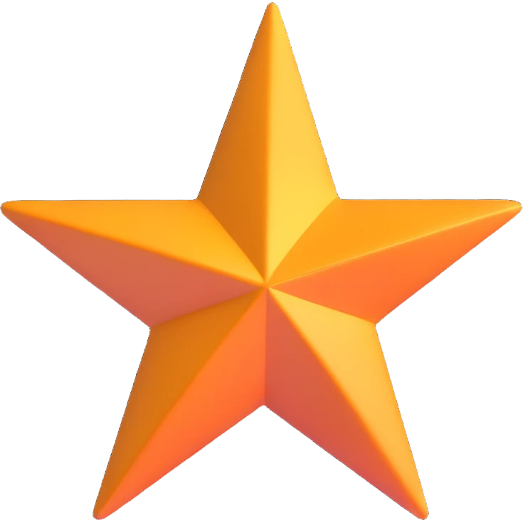 five-pointed star, 3D effect, shiny and dimensional emoji