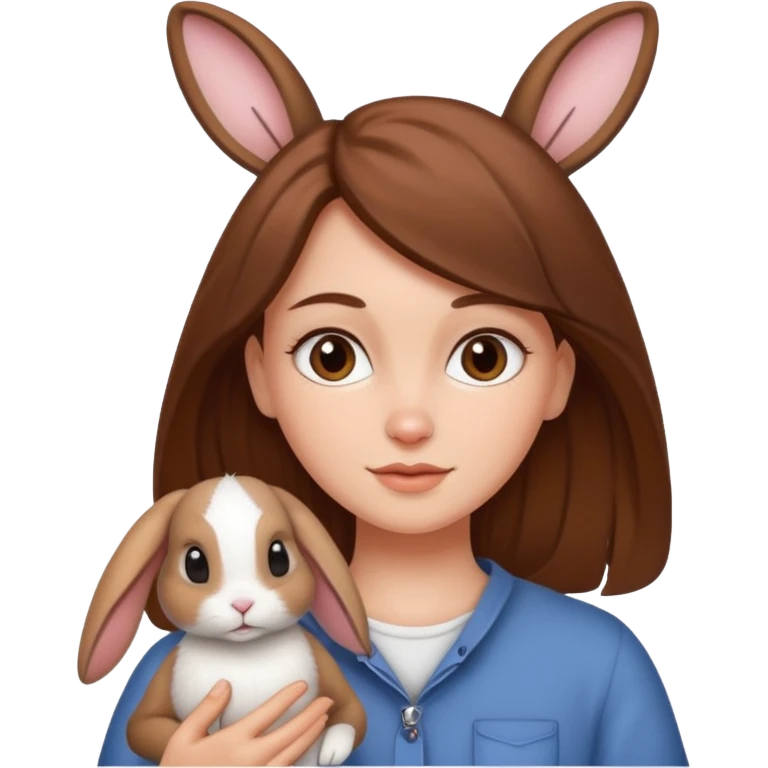white gurl with brown hair and a rabit emoji