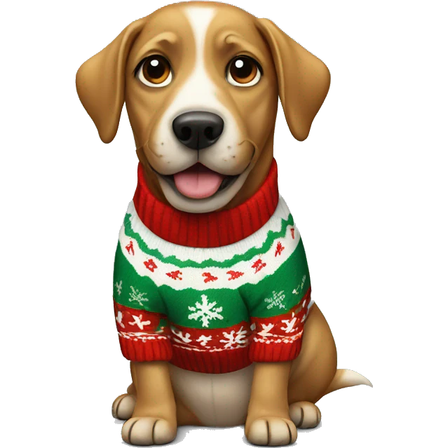 Dog wearing christmas sweater emoji
