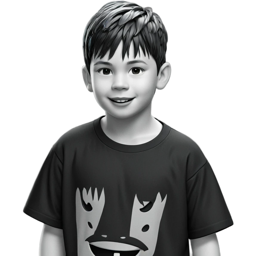 smiling boy in monochrome shirt emoji