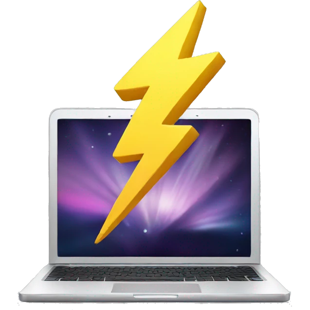 a laptop with a lightning bolt emoji