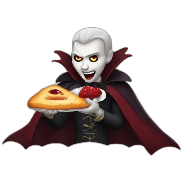 Vampire eating crossiant emoji