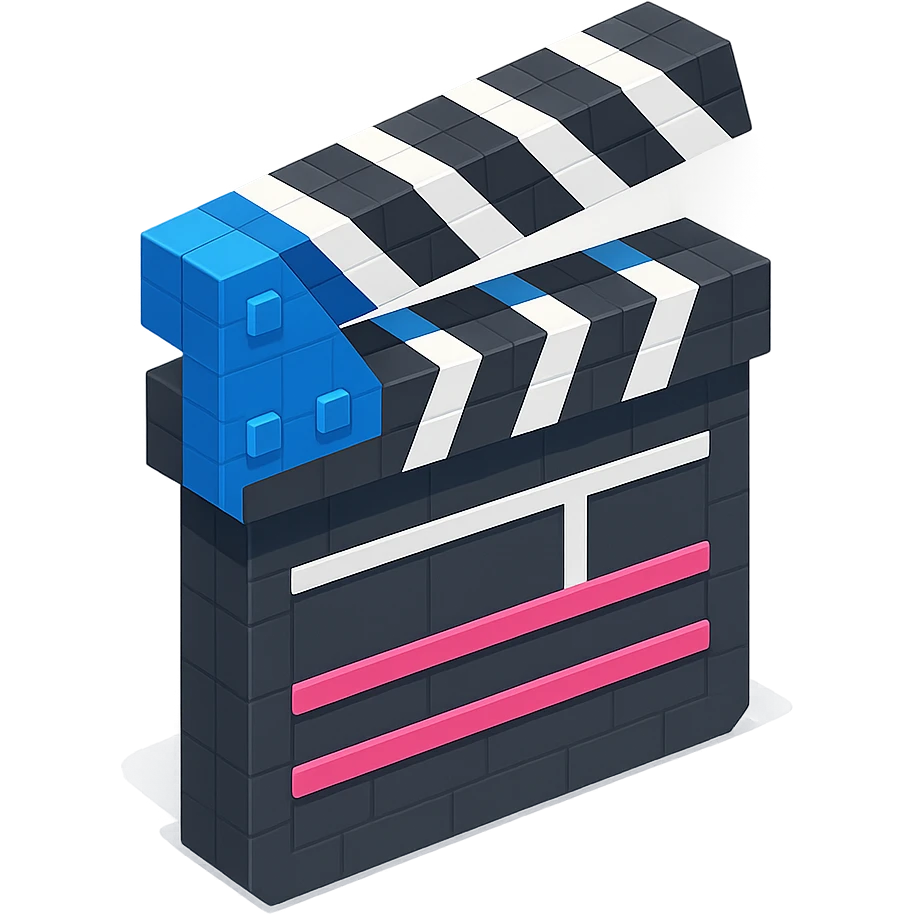 movie clapperboard, open position, isometric view emoji