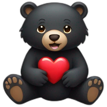 Black Bear with heart emoji